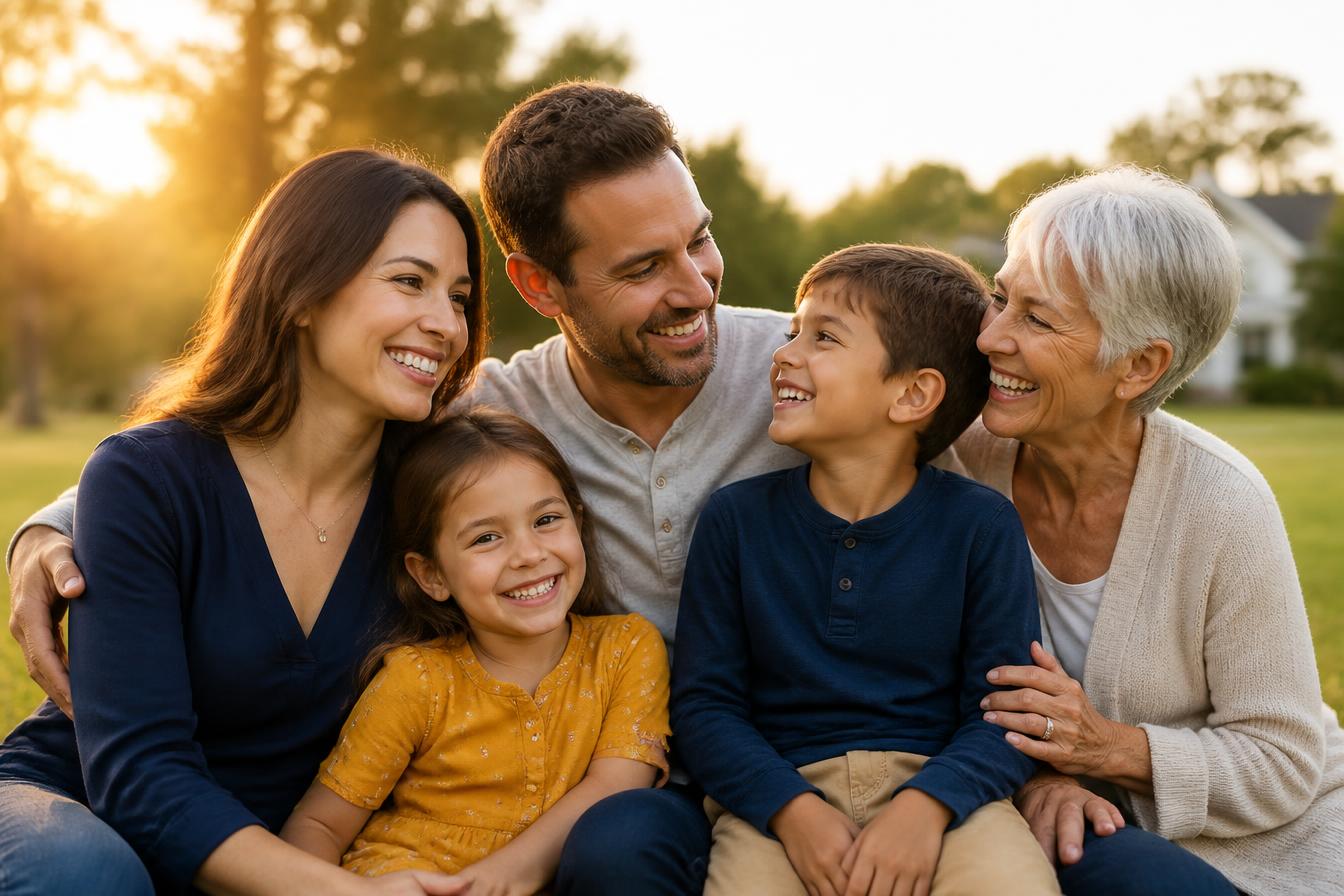 Family enjoying time together on their porch